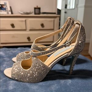 Silver Rhinestone Betsey Johnson Heels